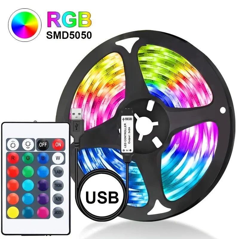 USB LED-stripverlichting Kleurveranderend 5050 RGB Led-licht met afstandsbediening Flexibele lamptape voor kamerdecoratie TV-achtergrondverlichting
