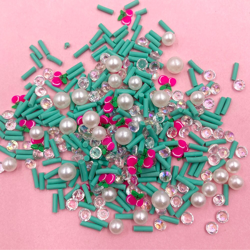 100g blandede polymer ler jordbær kirsebærskiver krystal perle ler drys til diy håndværk lille søde plast klei tilbehør: Nr. .3