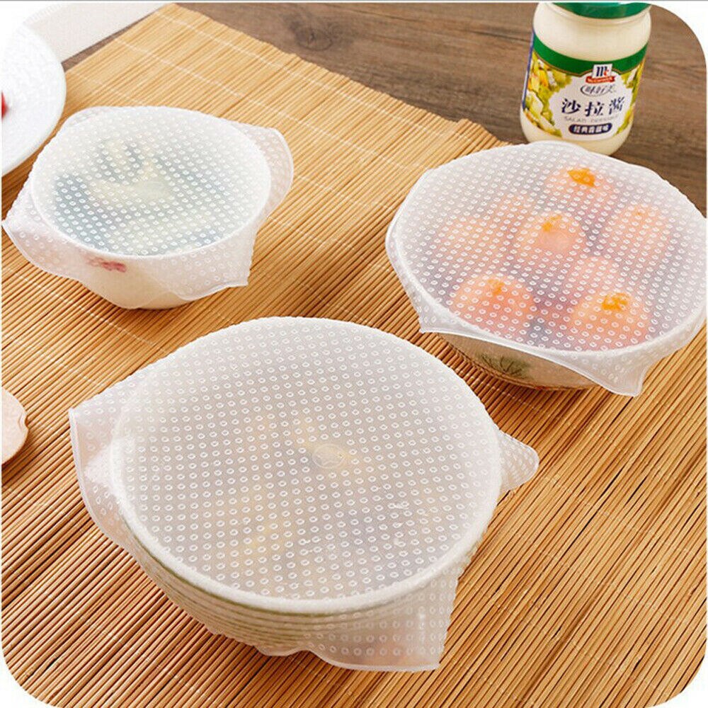 Juego de 3 uds. De envoltorio de plástico y silicona reutilizable, para comida al vacío, Gadget de cocina, envoltura de plástico