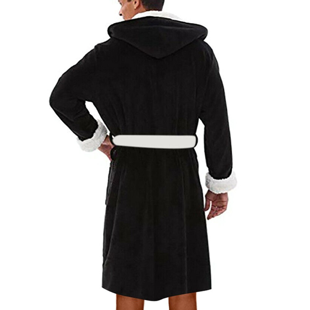 5XL Men Long Robe Night Male Long Sleeve Hooded Bathrobe Towel Soft Lined Lounge Wear Luxury Bath Robe Men