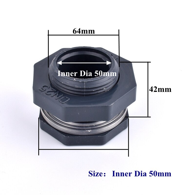 1Pc ID 20~63mm PVC Water Tank Connector Home Aquarium Fish Tank Bulkhead Pipe Joint Water Inlet Outlet Connector Drainage Joint: WHITE