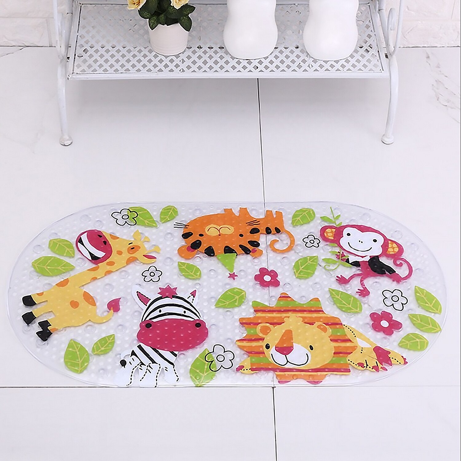 Cute Cartoon Silicone Anti-Skid Baby Bath Mat with Suction Cups Toddler Shower Cushion Bathtub Sponge Pad Bath Seat Kid Bath Car