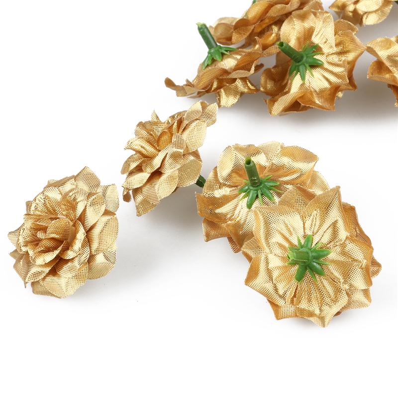 50pcs Silk Rose Flower Heads Artificial Flowers Wedding Decoration Simulation Flower Home Decor For Scrapbooking Handicraft