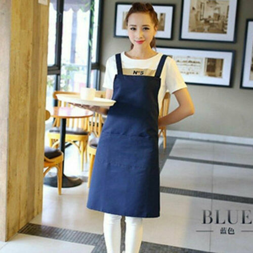 Unisex Apron Kitchen Work Garden Doble Sided two Pocket Cover Smock Pinafore Apron