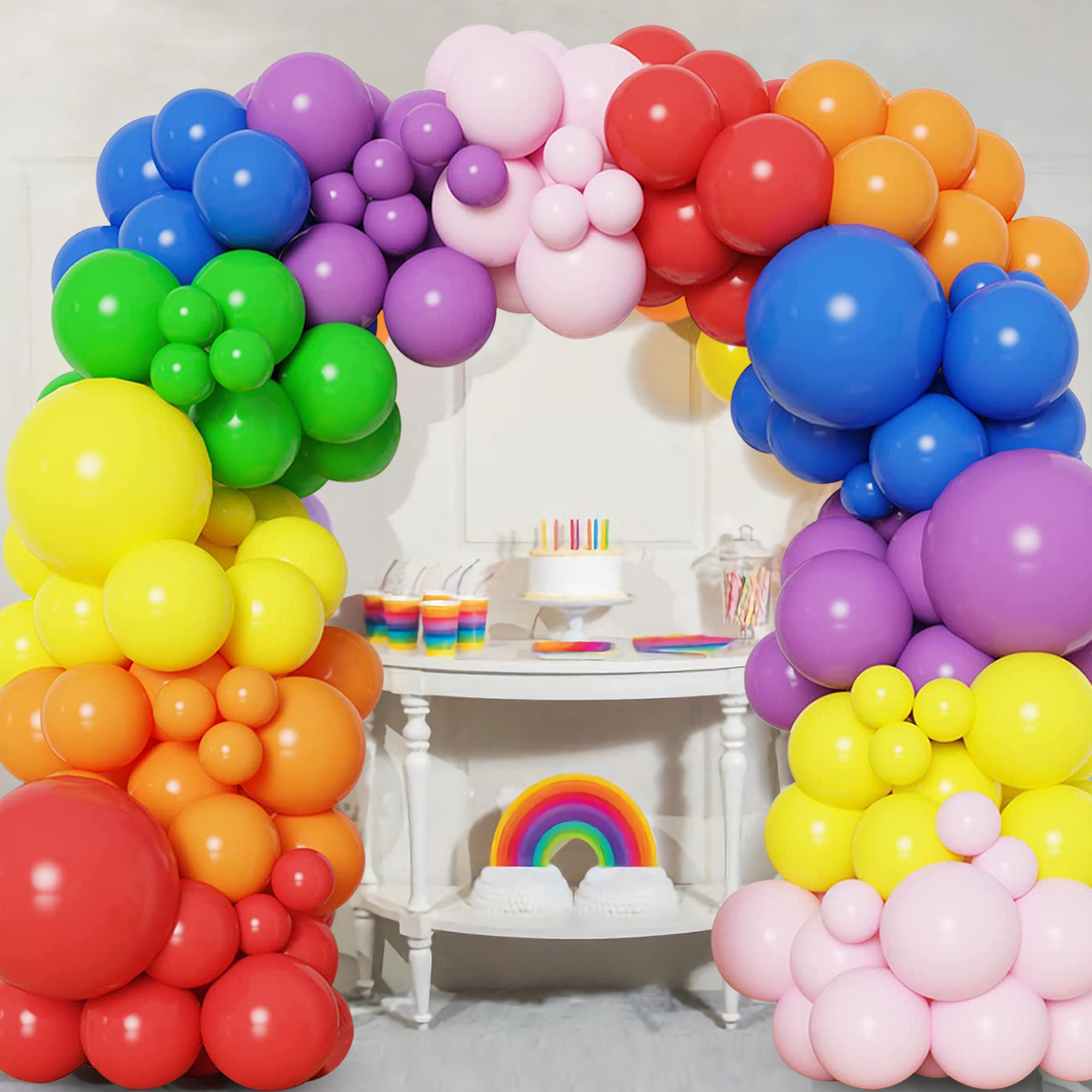 kit arco ghirlanda di palloncini arcobaleno colorato kit arco palloncini in reticolo multicolore Decorazione matrimonio Compleanno arredamento ragazzo bambino doccia Bomboniera