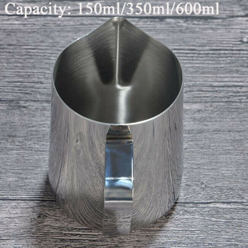 Jarra de café de acero inoxidable de 150/350/600ml, jarra artesanal para leche, café para el hogar, cocina, café Latte, jarra artística, taza, 3 tamaños