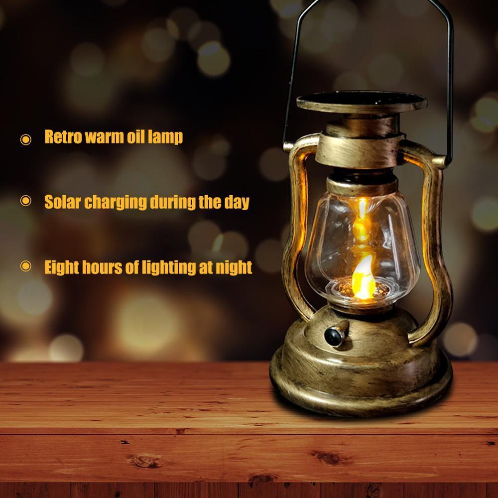 Solar Lantern LED Candle Outdoor Oil Wall Lamp Rechargeable Home Garden Nightlight Electronic Lamp decor For Outdoor Yard D6D9