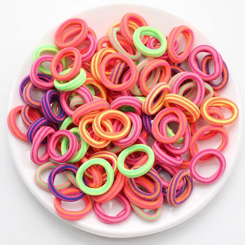Diademas infantiles para niña pequeña, coleteros elásticos coloridos de nailon, accesorios para el cabello, 100 Uds.: Stripes Deep