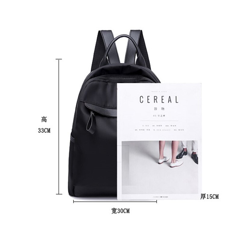 Women Small Nylon Waterproof Cloth Backpack Ladies Korean Trend Casual Students Campus Travel bag Oxford Black Color TCL01