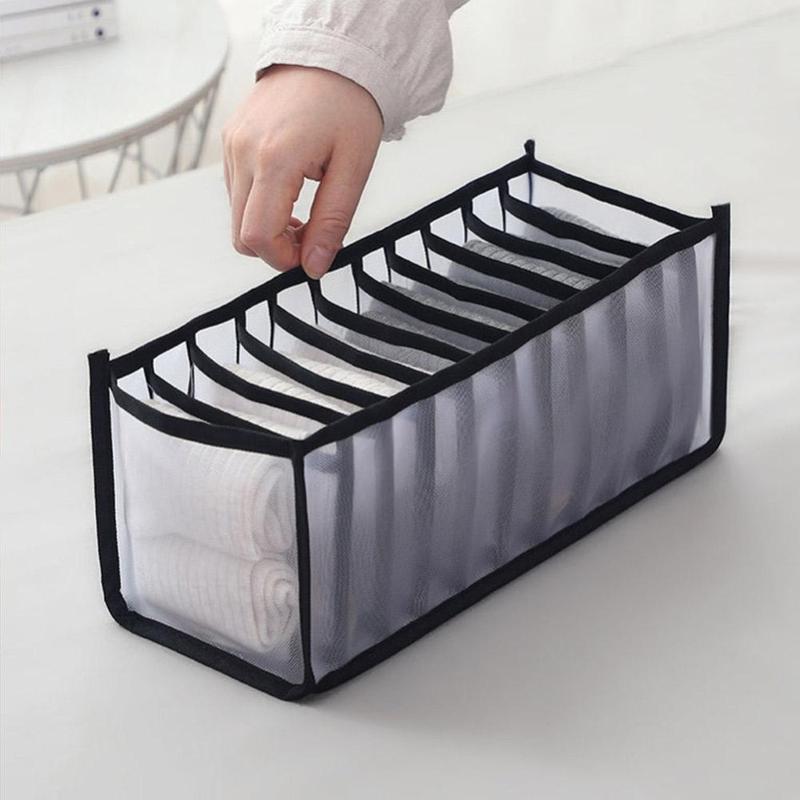 1pc husholdnings sammenleggbare netting undertøy oppbevaringsboks truser separert skuffe-type sokker organisator oppbevaring bh  c6 t 0