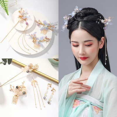 Ancient style headdress fringed ancient costume headdress women's hair ornament daily antique hairpin Hanfu hair ornament access