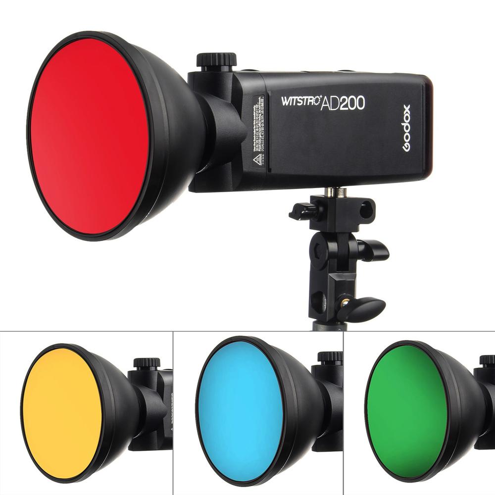 Godox-difusor de Flash, paquete de Gel de 4 colores, AD-S11 + rejilla de panal + Reflector estándar de AD-S2 para Flash AD200 AS180 AD360 AD360II