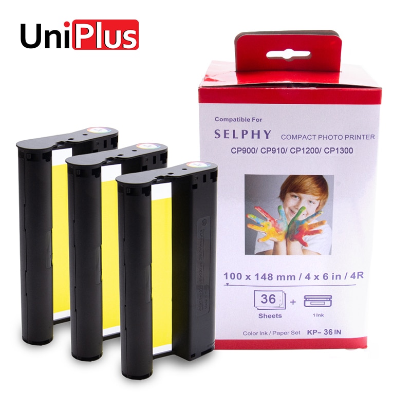 UniPlus KP 108IN Farbe Tinte Patrone für Kanone Selphy cp1300 cp1200 Label Drucker Foto Papier Set 6 zoll Tinte für selphy KP36IN