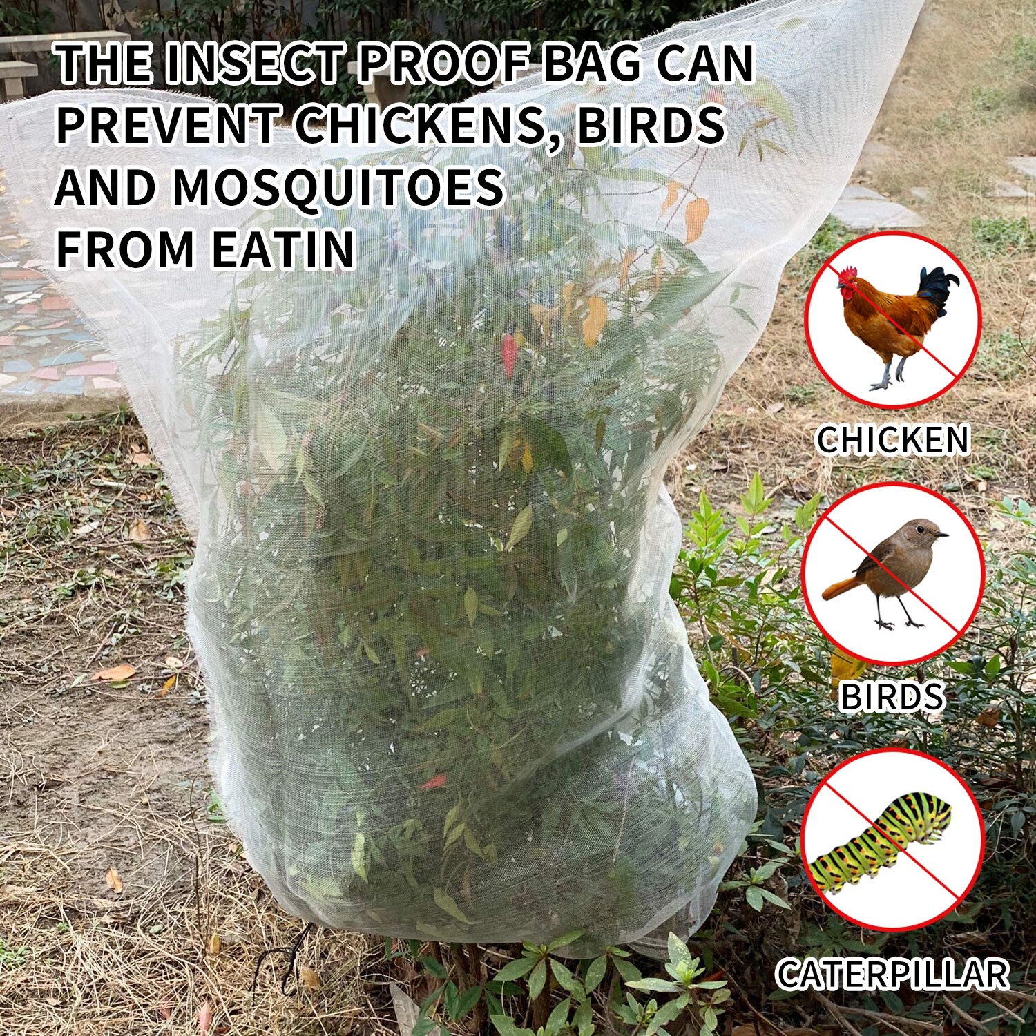 1pc Insect Bird Barrier Netting Mesh With Drawstring Garden Bug Netting Plant Cover For Protect Plant Fruits Flower