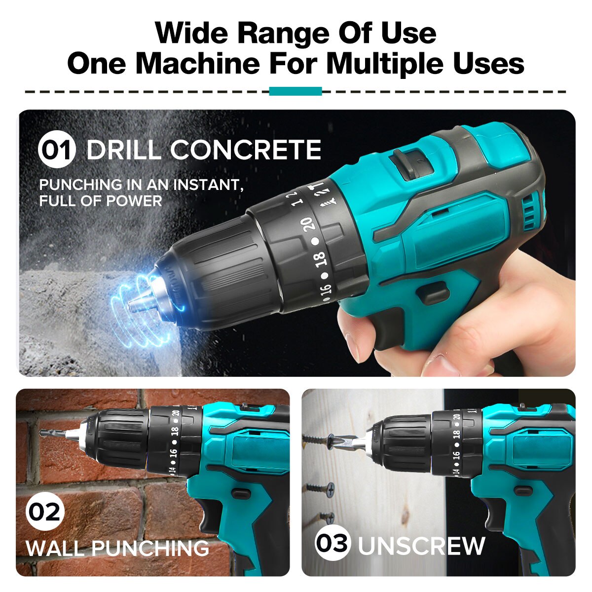 2 Speed 13mm 90Nm Brushless Impact Electric Drill Electric Screwdriver Cordless Drill Power Tools for Makita 18V Battery