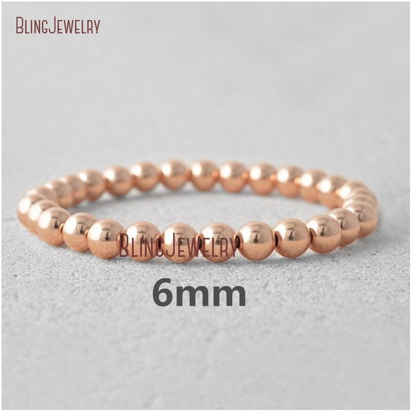 delicato Bracciale in Oro Rosa Riempito in Argento sterlina pila perlina Sfera in Rilievo del Braccialetto di Stirata BM33718: BM27860 (6mm)