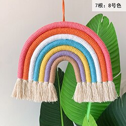 Babykamer Decoratie Nordic Hand-Geweven Regenboog Ornamenten Diy Touw Regenboog Speelgoed Muur Opknoping Baby Slaapkamer Decor Foto Props: QC0061-8