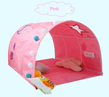 Draagbare Kinderen Speelhuis Speeltent Voor Kinderen Vouwen Kleine Huis Kamer Decoratie Tent Kruipen Tunnel Speelgoed Bal Zwembad Bed tent: Pink star