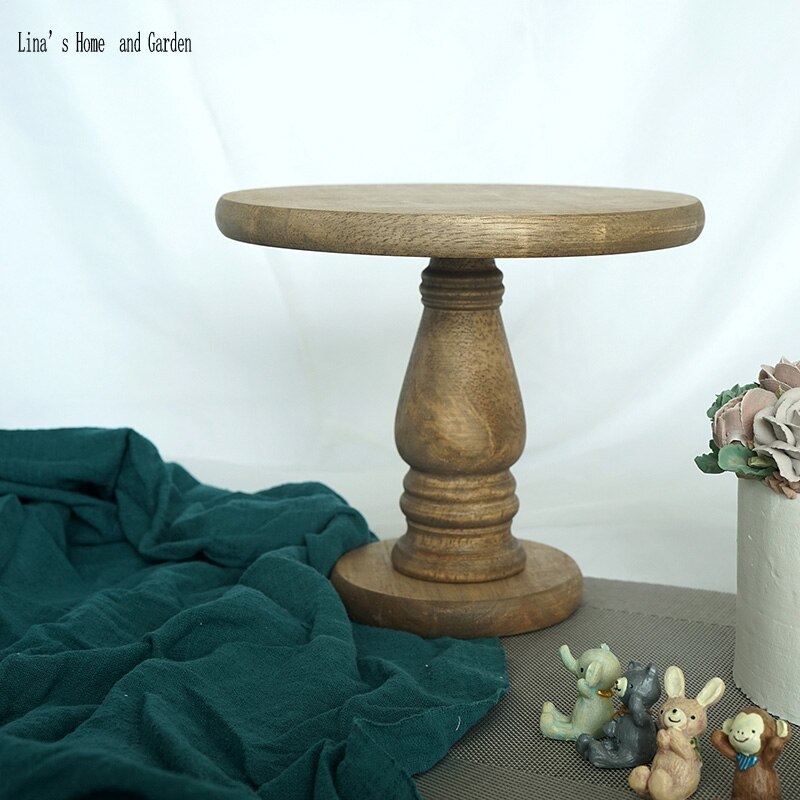handmade nature vintage wooden pedestal cake stand