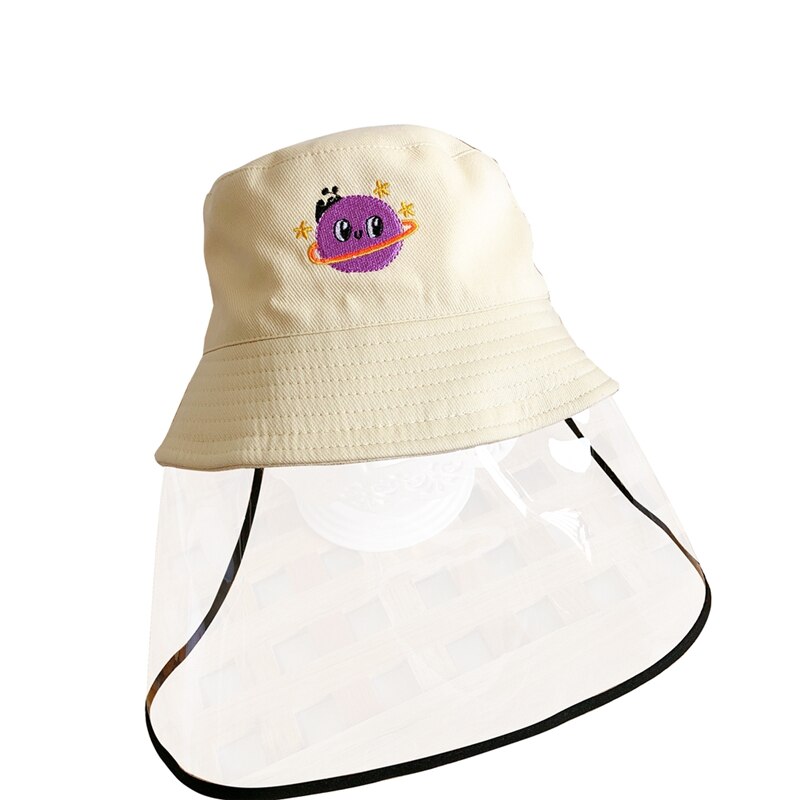 Trend Kids Child Anti-Spitting Protective Hat Cute Cartoon Bucket Caps with Clear Safety Full Face Shield Cover