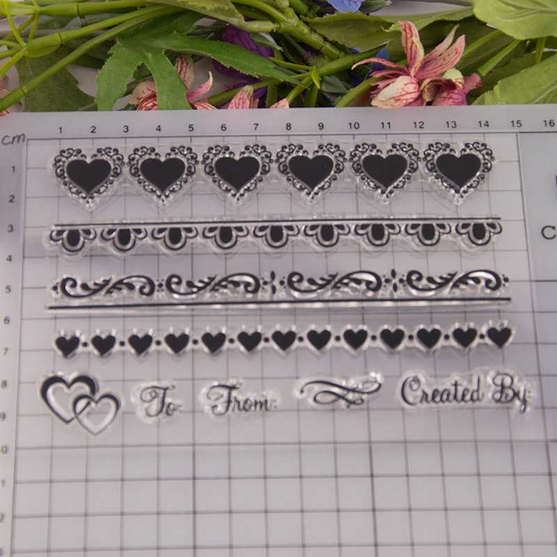 Love Heart strip Border Transparent Clear Silicone Stamp/Seal for DIY Scrapbooking/Photo Album Card Making Stamps