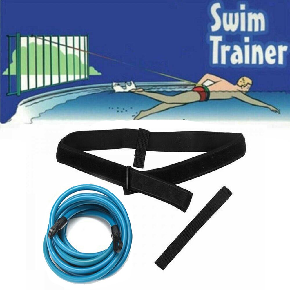 Adjustable Swim Training Resistance Belt Adult Kids Swimming Bungee Exerciser Leash Mesh Pocket Safety Swimming Pool Accessories