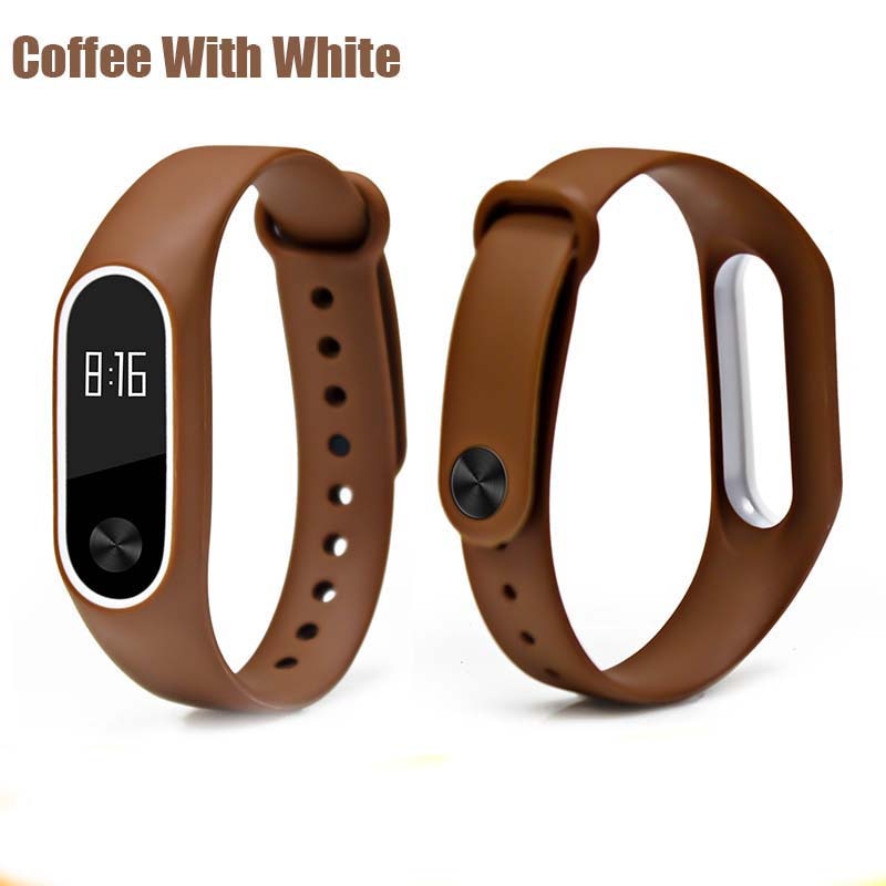 Correa BOORUI de silicona mi Band 2, doble color, reemplazo de correa mi band2, Correa inteligente para xiaomi mi2: Coffee with white