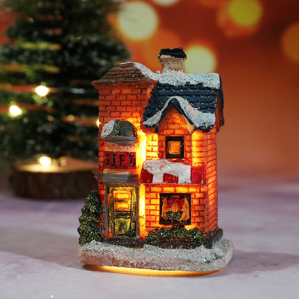 Julbelysning harts miniatyr husmöbler ledde hus dekorera julbelysning fest 03