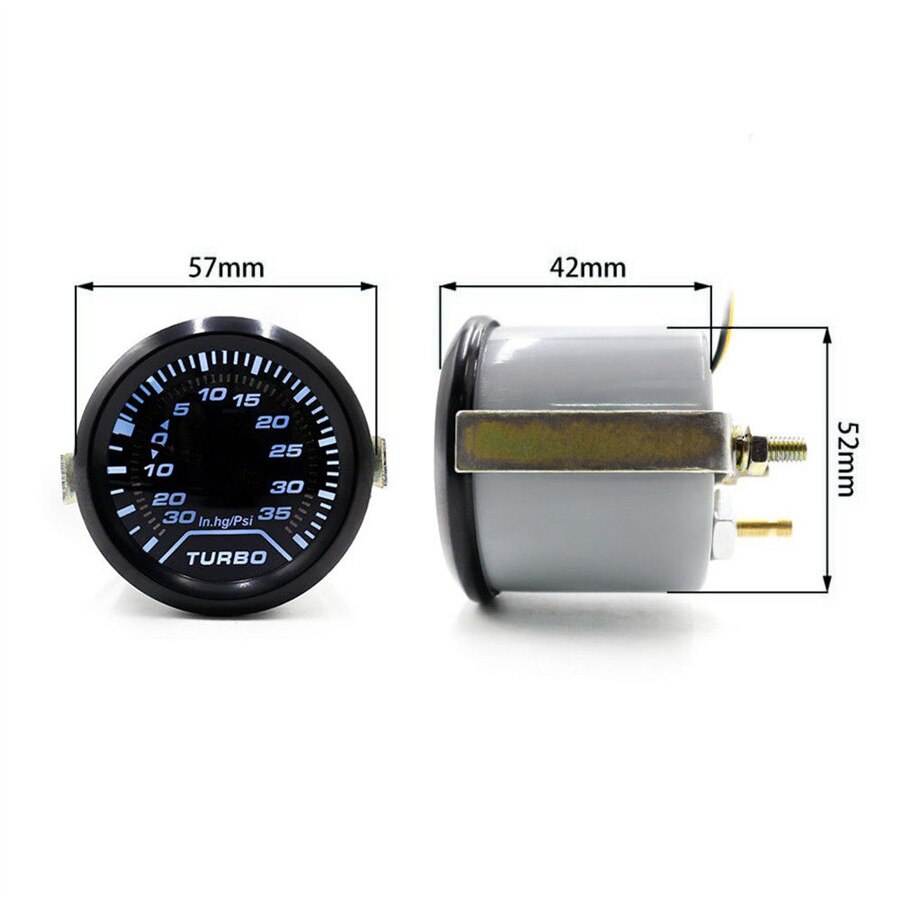 2" 52mm Car Universal Turbo Boost Gauge Meter Kit Smoke Len LED 35 Psi 12V