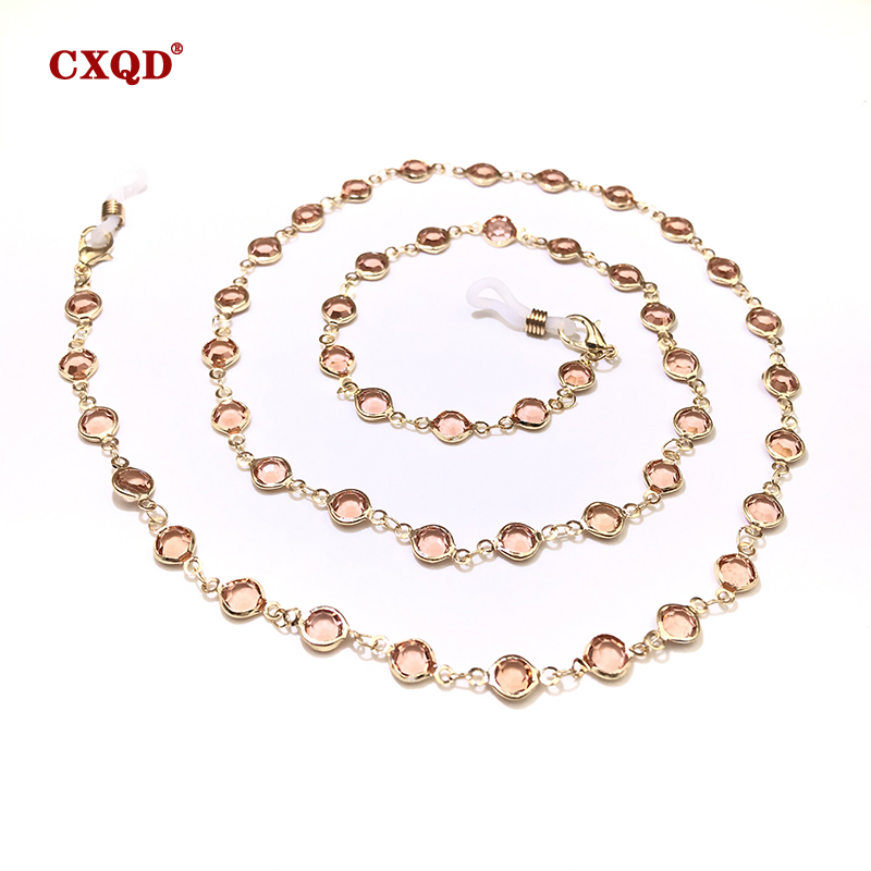 Kleurrijke kristallen kralen brillenhouder brillenketting voor dames oogaccessoires brillenkoord zonnebrilkoord: Blauw zink