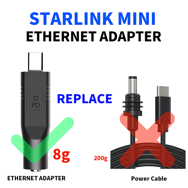 Starlink Mini accesorios Starlink Ethernet Adapte, mini cable starlink, starlink mini usb c, Starlink mini DC Cable de alimentación a USB-C