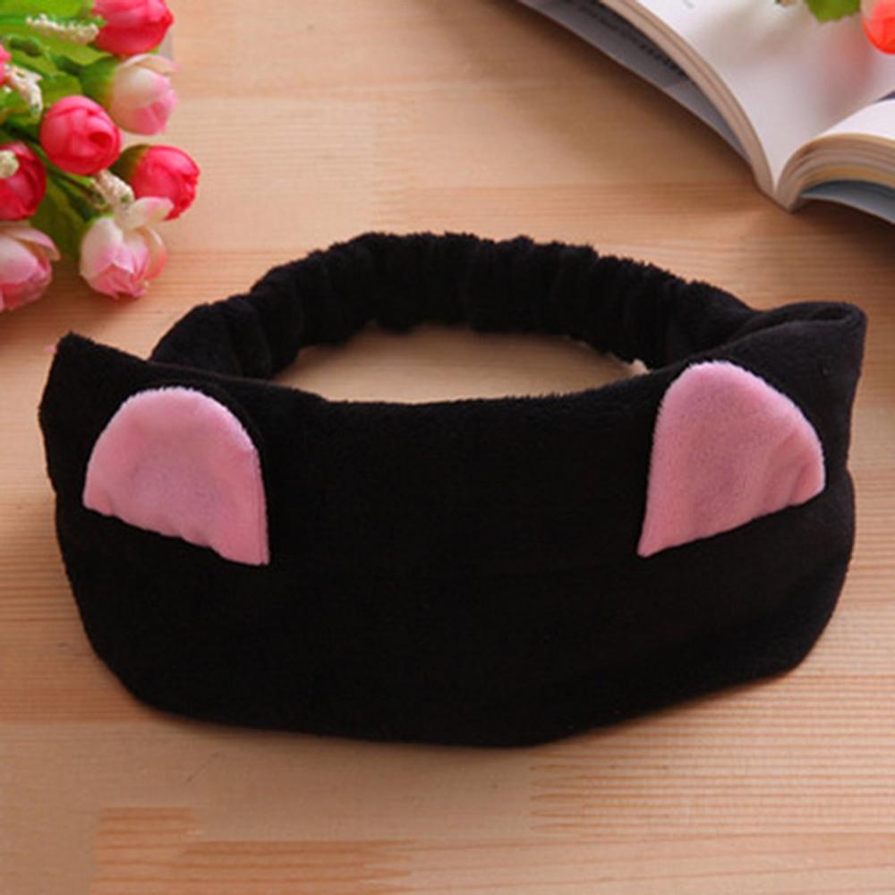1 Pcs Multicolor Cute Hairband Band Hair Cat Ears Head Lovely Hair Band Wash Face Girls Band Hair Accessories: Black