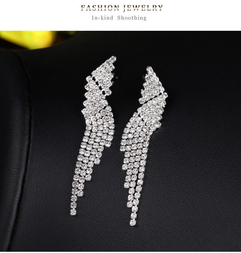 Klassische Kristall Lange Ohrringe für Frauen Schmuck Klar Farbe Strass Hochzeit Partei Baumeln Ohrringe Bräute: BA350