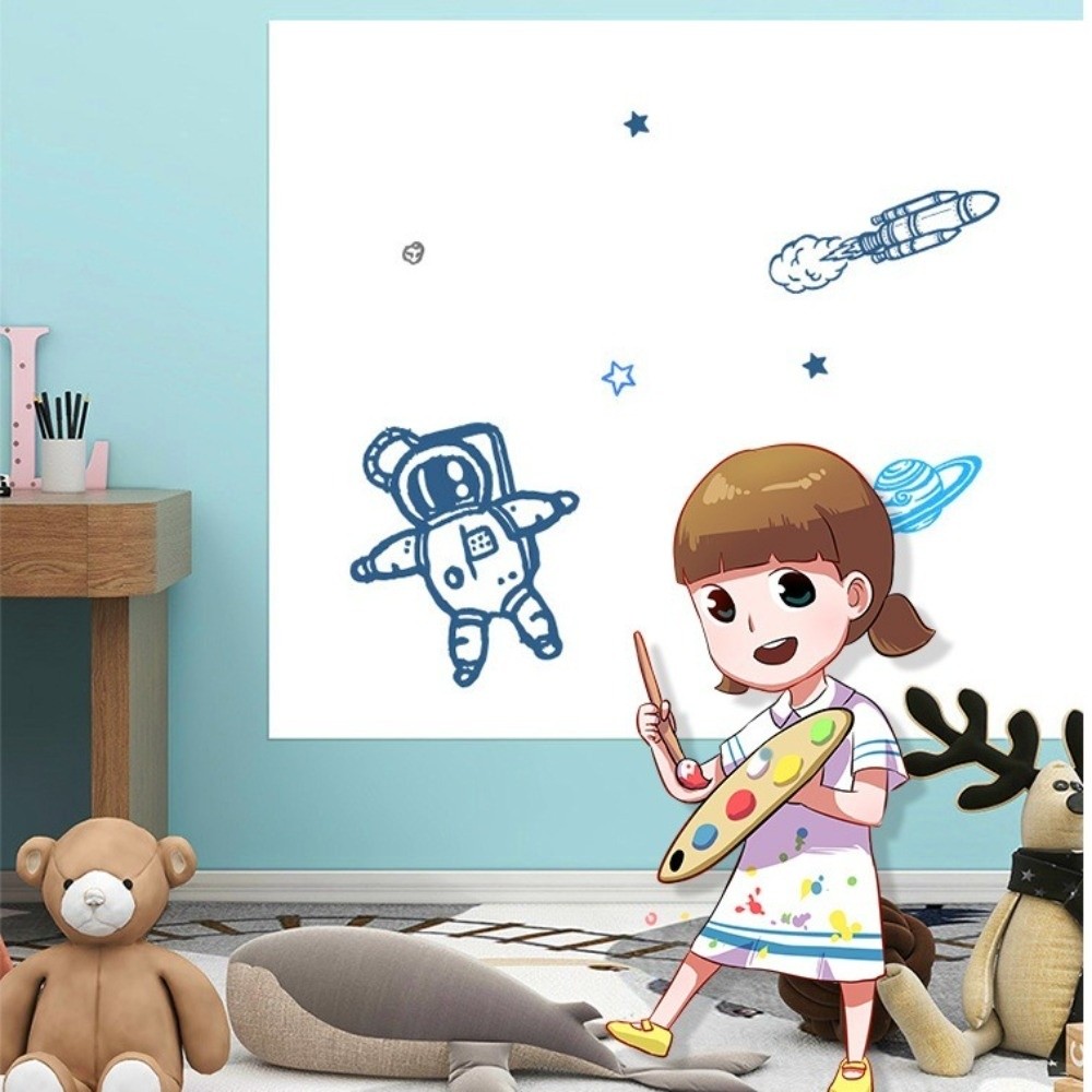 Electrostatic Whiteboard Sticker Reusable PP Teaching Graffiti Drawing Board Removable Household Erasable Whiteboard