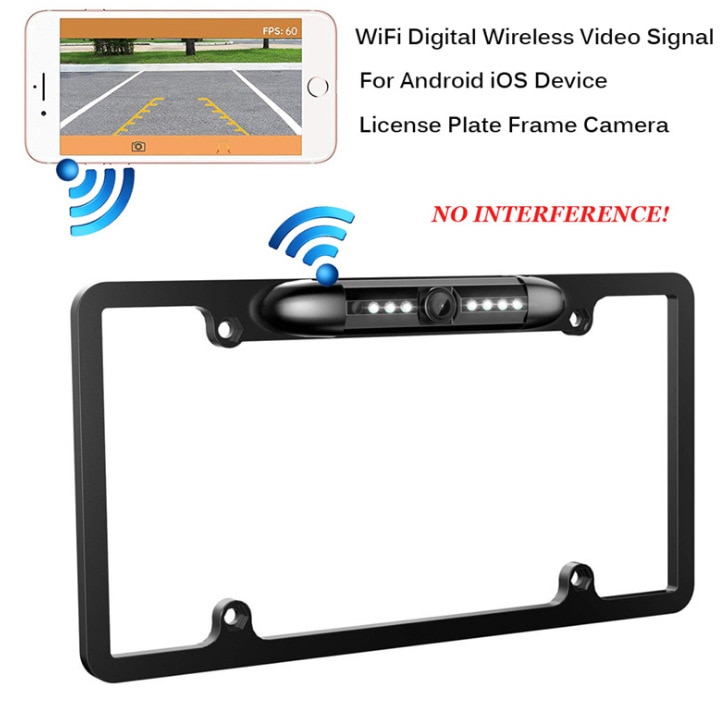 Wifi Digitale Draadloze Backup Camera Voor Iphone/Android IP69 Waterdichte Auto Kenteken Frame Camera Voor Auto 'S Vrachtwagens Suv pickup