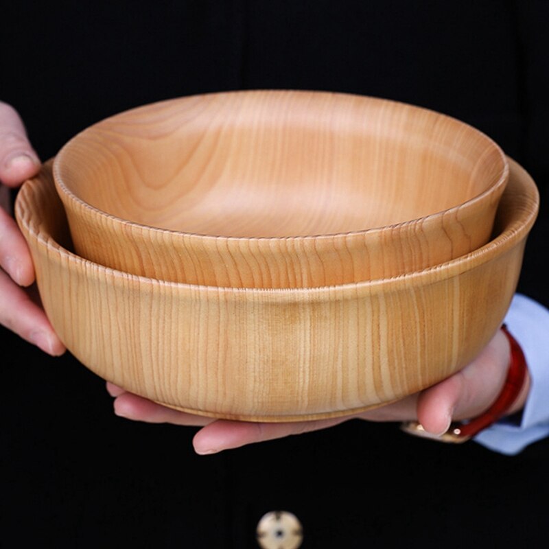 Wooden Bowl Soup Bowl Salad Bowl Instant Noodle Bowl Rice Bowl Snack Bowl Household Thick-Bottomed Bowl