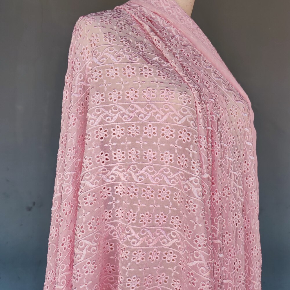 pink Lace Color silk Pure Silk Evening Dress Wedding 100% Silk Fabirc Silk chiffon embroidery