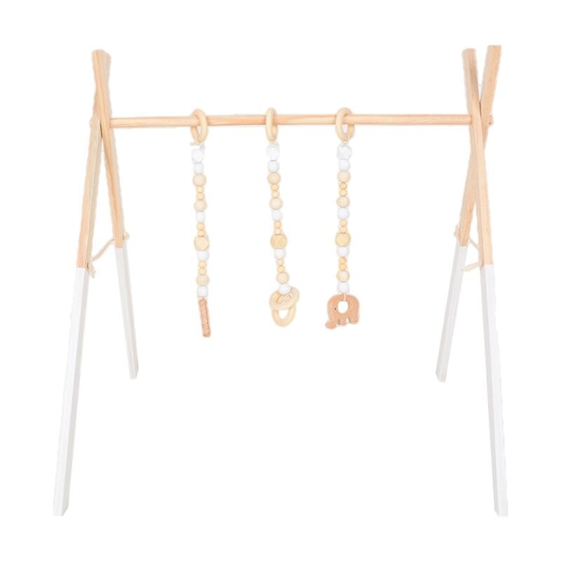 Ootdty 4 stuks/set scandinavische cartoon baby houten gym fitness rek hanger hanger speelgoed kit peuterkamer decoratie: Wit