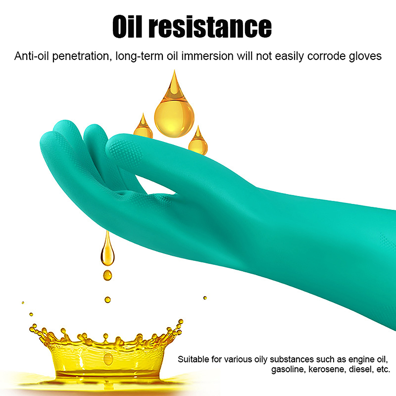1 Paar Dikke Nitril Handschoenen-Chemische Zuurbestendige Waterdichte Lange Mouw Handschoenen Voor Tuinieren Chemisch Schilderen, Latex Vrij