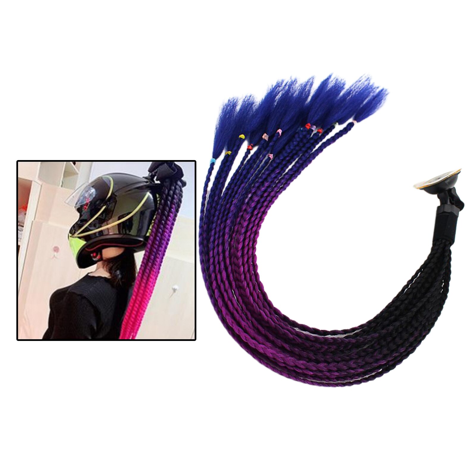 Dreadlocks Women Men Helmet Dreadlocks Ponytail Braid Motocross Bicycle Helmet Punk Hair Decor 55cm: Black Purple Blue