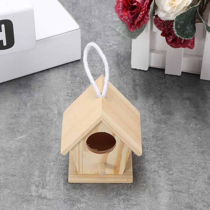 4pcs Wooden Bird House Nesting Boxes Small Birds House Garden Decor Wall-Mounted Outdoor Birdhouse