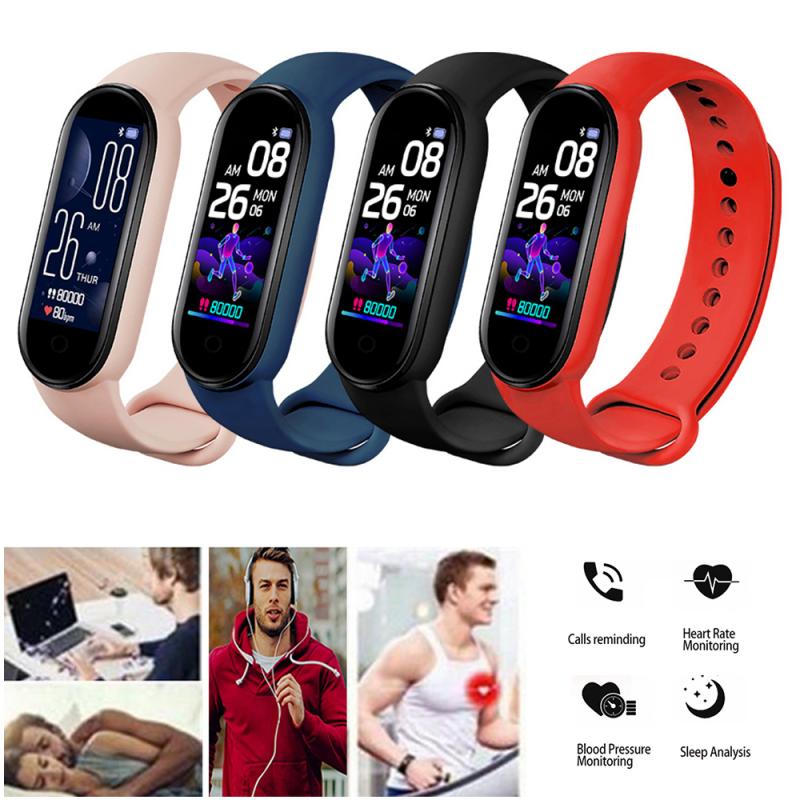 M5 Smart Horloges IP67 Waterdichte Smart Polsbandjes Armband Hartslag Bloeddrukmeter Tracker Fitness Stappenteller