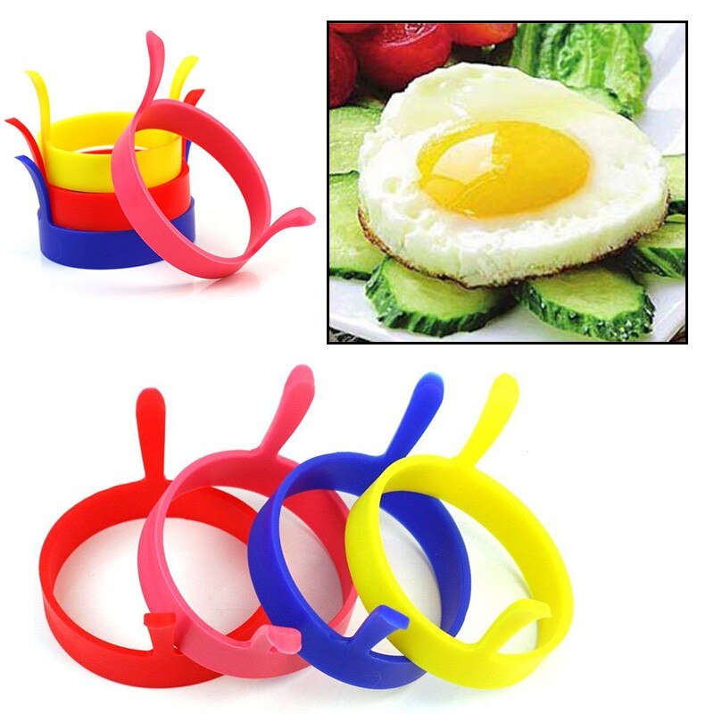 Forma redonda de silicona para freír huevos, tortilla de tortitas para cocina, desayuno, cocinar o freír, molde de temperatura, sartén de resistencia Hi U7A1