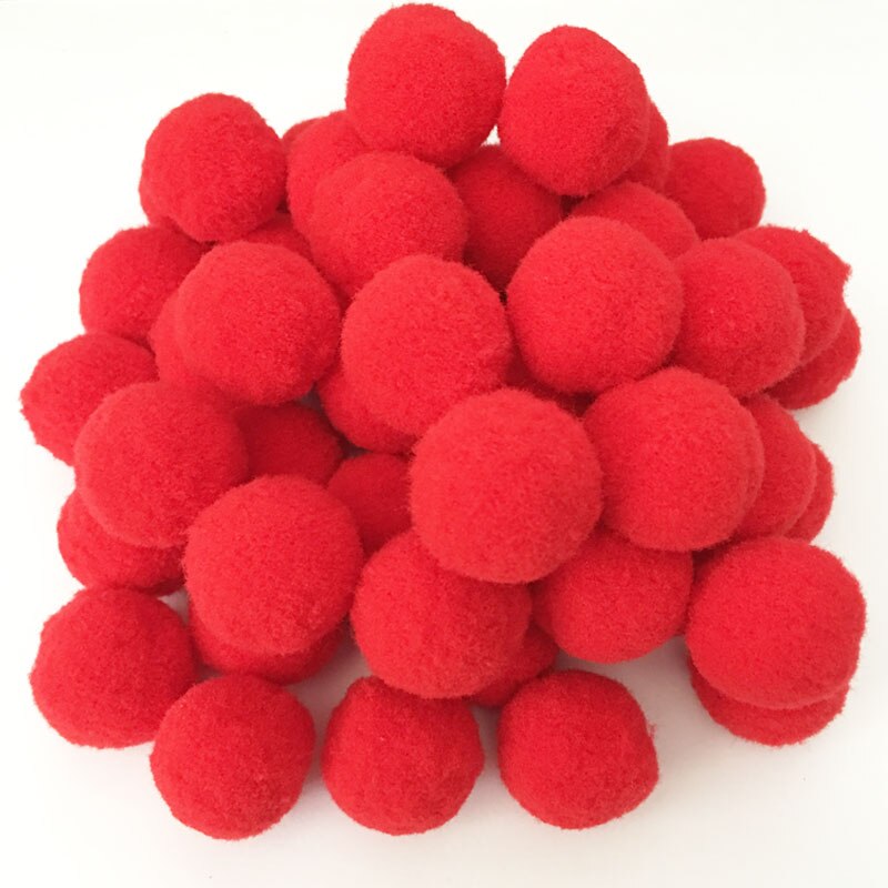 50 stk fluffy bløde pomponkugler håndlavede legetøj til børn bryllupsdekoration diy pom poms filtkugle sy håndværk forsyninger 25mm: Rød