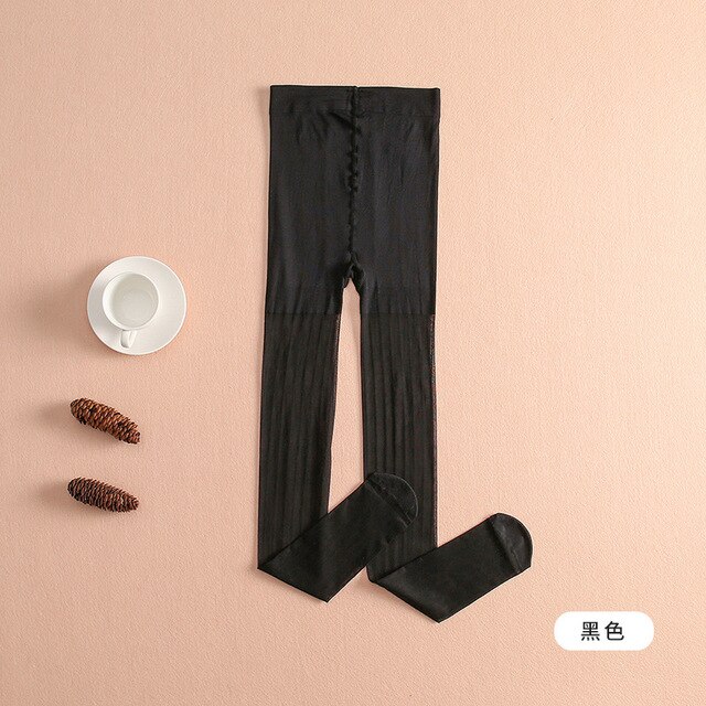 Pantimedias de rayas verticales ultrafinas para niños y niñas, medias de malla antigancho, novedad de verano: Negro / Children 90-105cm