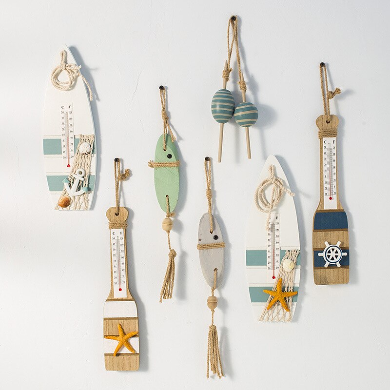 Colgante de estilo mediterráneo de peces de madera, arte de pared, artesanías Vintage, decoración del hogar, accesorios de adorno de tema náutico