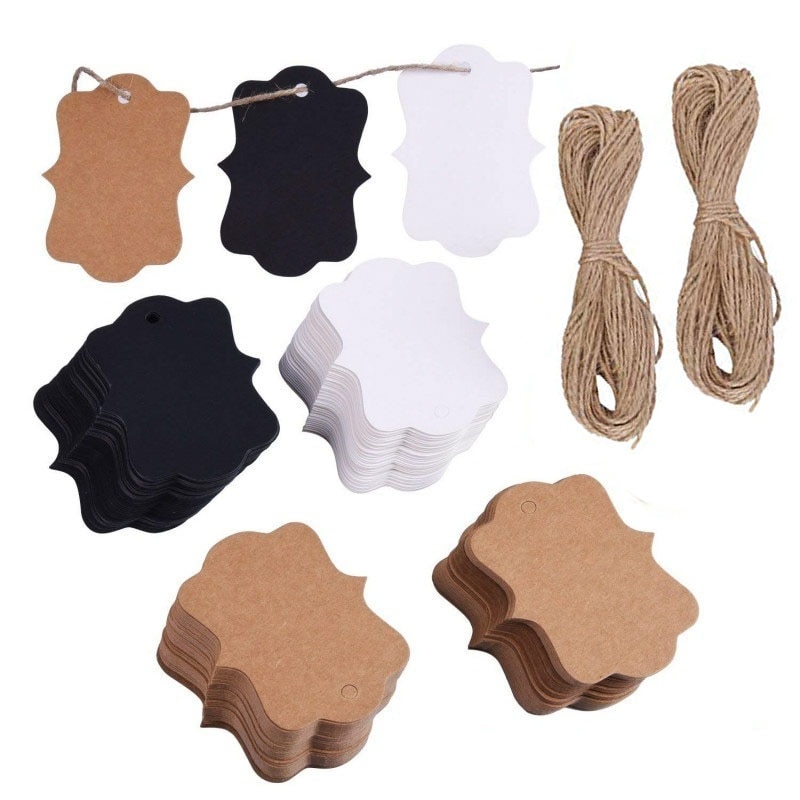 100Pcs Kraft Papier Tags 1.2X2 Inch Met 100 Voeten Jute Twine Perfect Voor Prijskaartjes Verpakking hang Markering Garment Tags