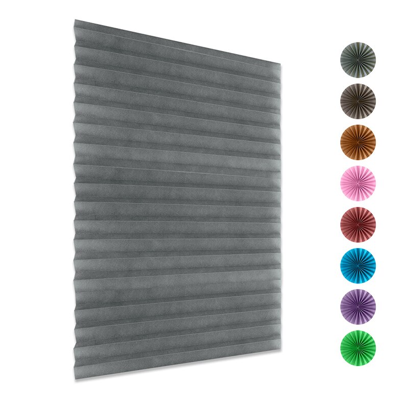 Selvklæbende plisserede persienner gardiner stue halv mørklægningsvinduesgardiner til badeværelse balkon nuancer vinduesdørindretning: Grå
