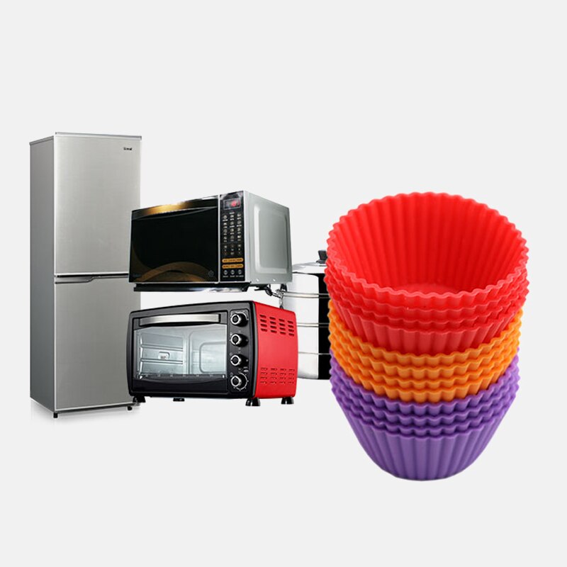 12pcs/Set Silicone Cake Mold Round Shaped Muffin Cupcake Baking Molds Kitchen Cooking Bakeware Maker DIY Cake Decorating Tools