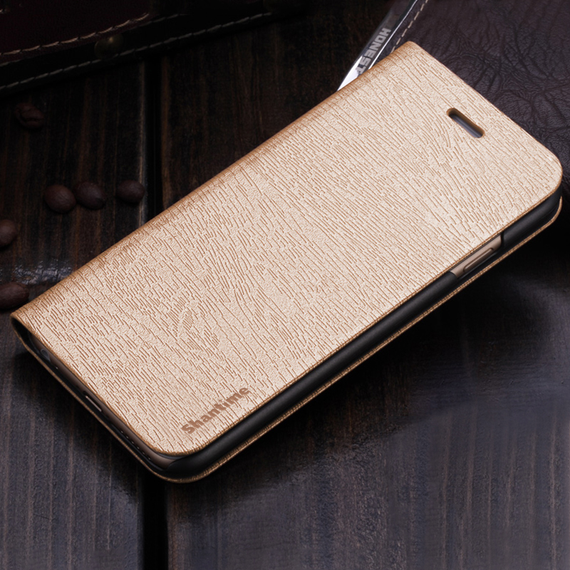 Houtnerf PU Lederen Telefoon Case Voor Vernee M5 Flip Book Case Voor Vernee M5 Business Wallet Case PC Shell back Cover: Gold